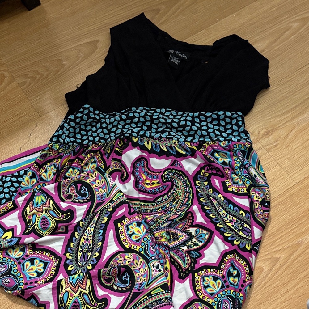 Colorful Paisley Dress with Black Top